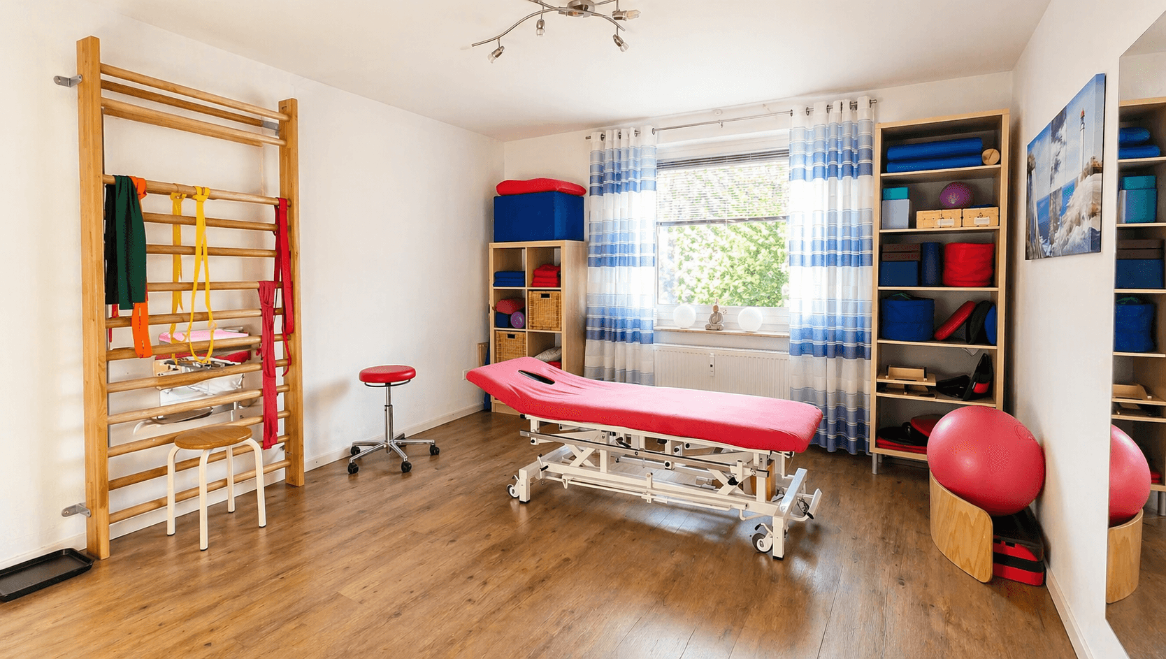 Heller Behandlungsraum mit Therapieliege und Ausstattung – Physiotherapie Saglam, Langenhagen